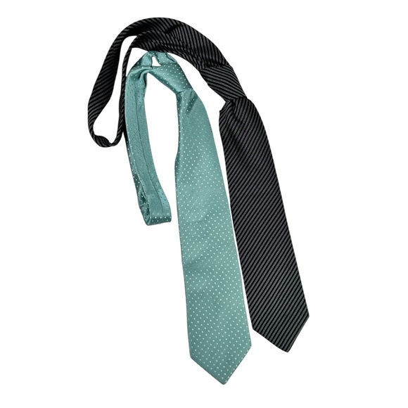 Men's HUGO BOSS Made in Italy Lot Of 2 100% Silk Striped Abstract Necktie Tie - Picture 1 of 3